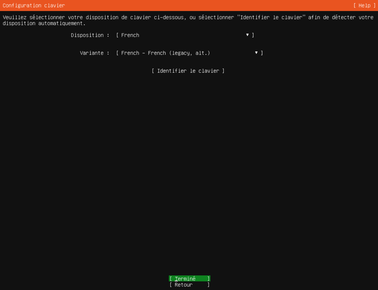 Sélection du layout du clavier