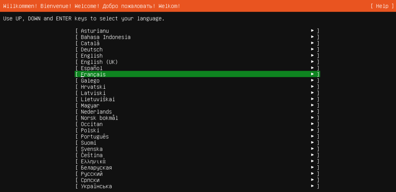 Sélection de la langue