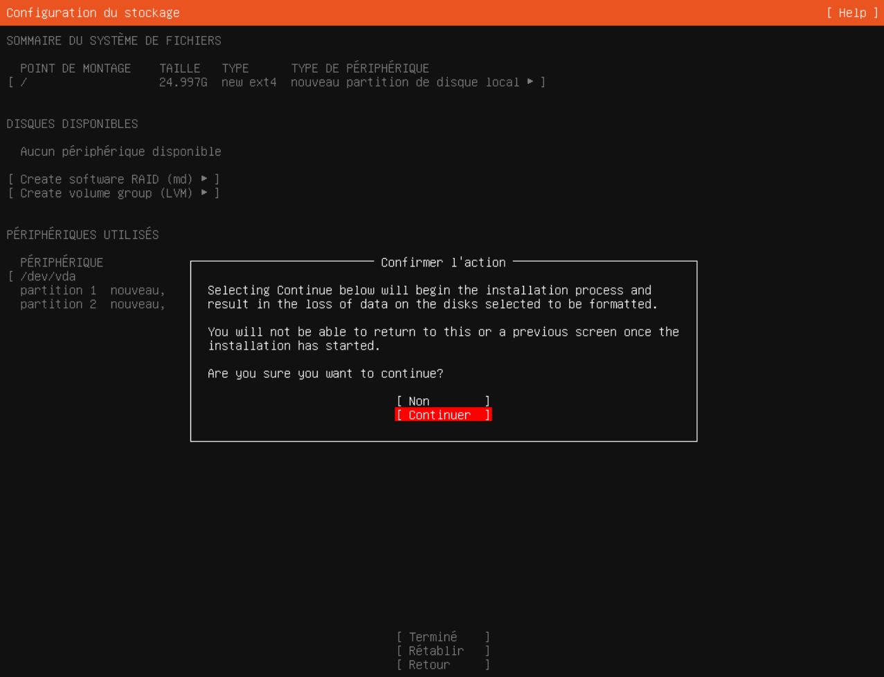 Validation configuration stockage